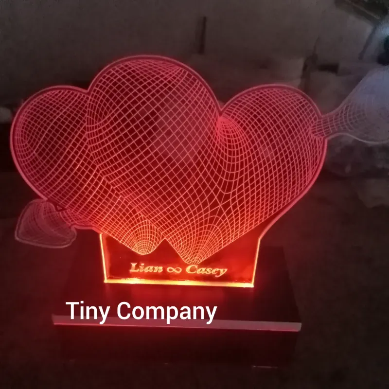Lámparita 3D Dos Corazones