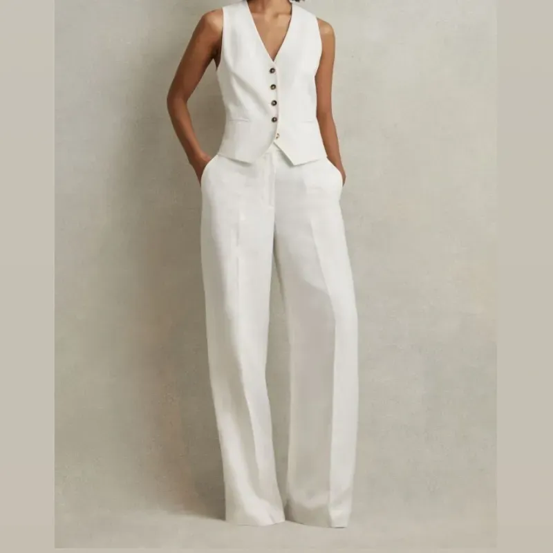 Cjnto de chaleco y pantalón de lino