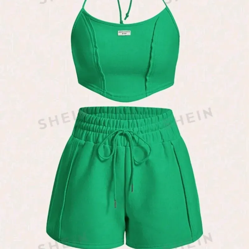  Conjunto de short y top halter — Verde