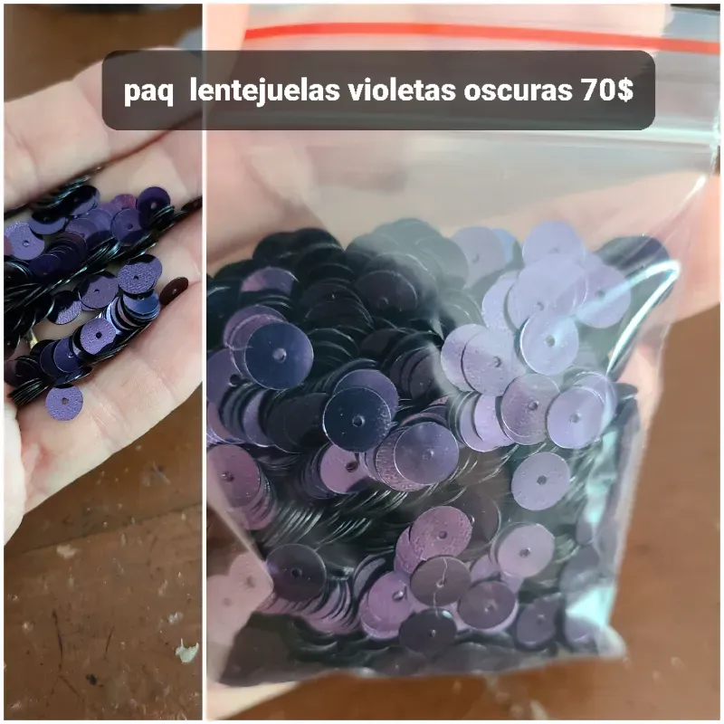 Paquete lentejuelas violeta oscuro.