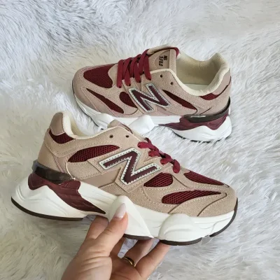 New balance 9060 beige con detalles rojos