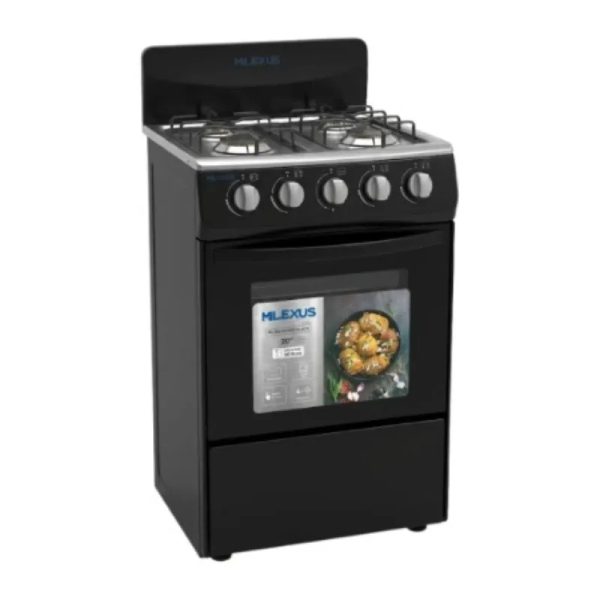 COCINA DE GAS CON 4 QUEMADORES Y 20" NEGRA
