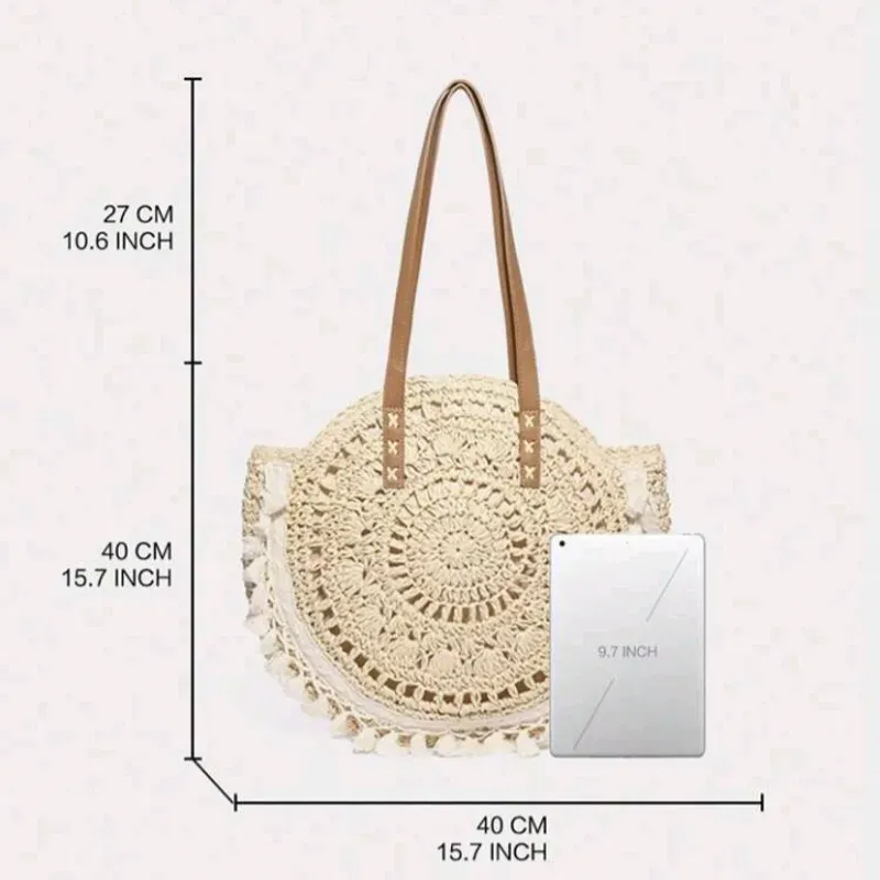 Bolso paja sintética redondo