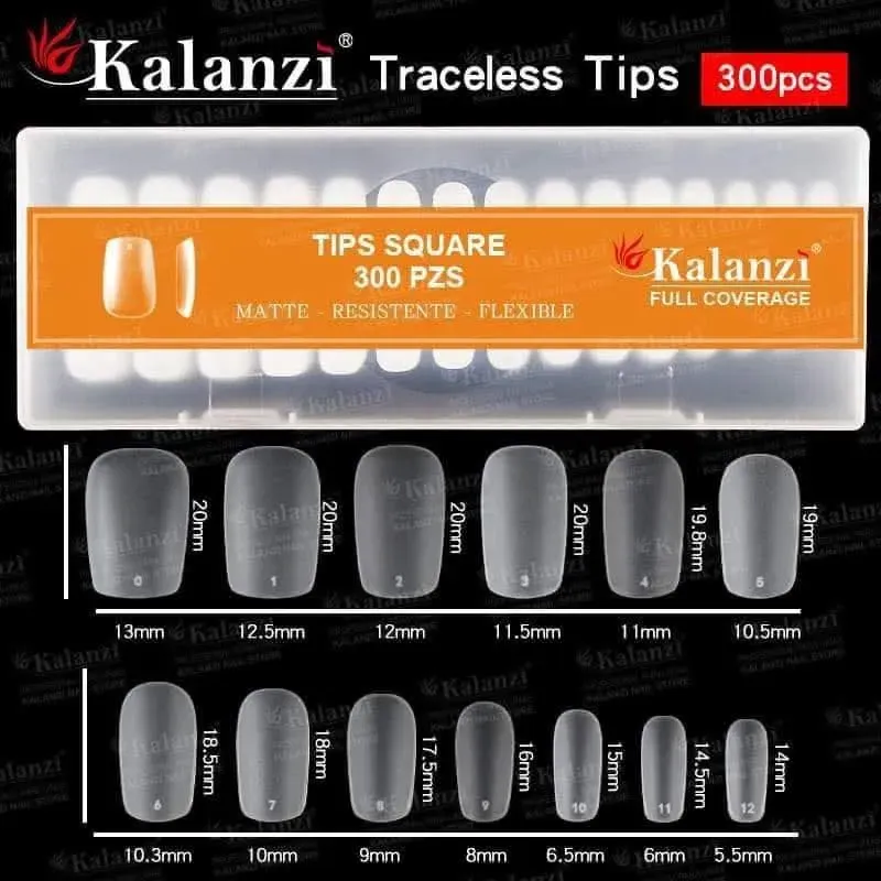 Caja de 300 uñas soff gel cuadradas cortas (kalanzi)