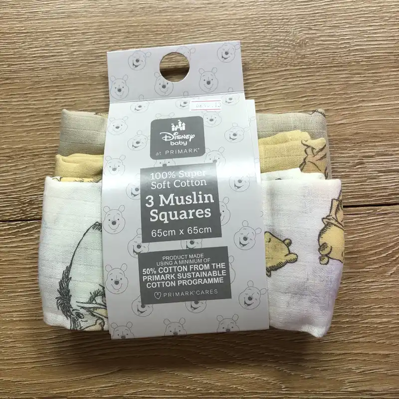 Pack de 3 paños de muselina con Winnie Pooh