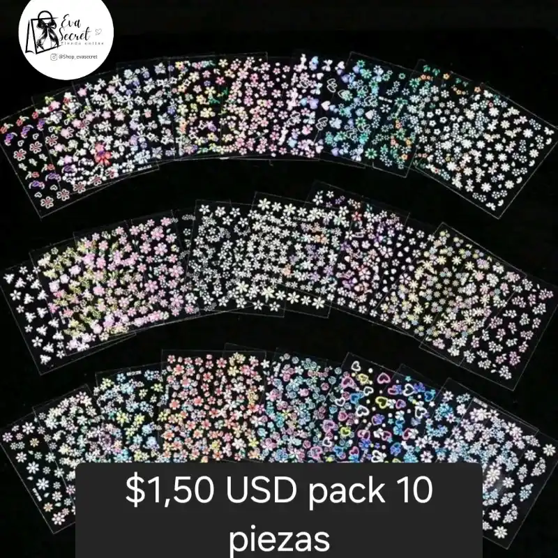 Set 10pz de stikers para uñas