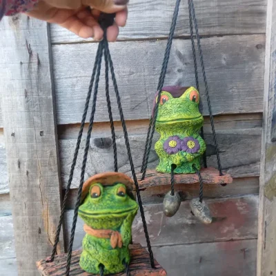 Rana en columpio pies de soga