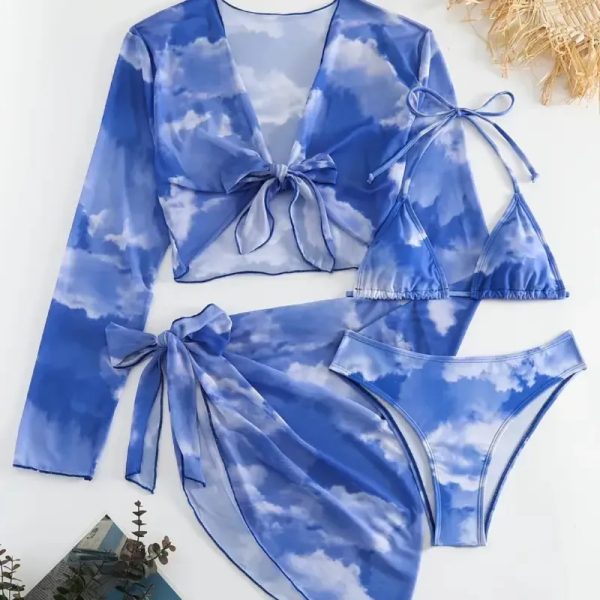  Bikini con top y pañoleta — Azul