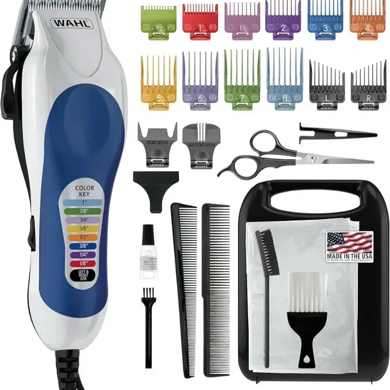 Máquina de pelar WAHL COLOR PRO (Set de barbero de 26 piezas) 10W (110V/60Hz) MADE IN EEUU, CON GUÍA DE COLORES, NUEVO.