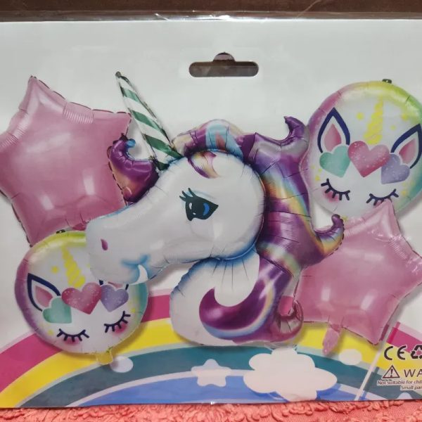 Set de 5 globos inflables Unicornio (Caballito)