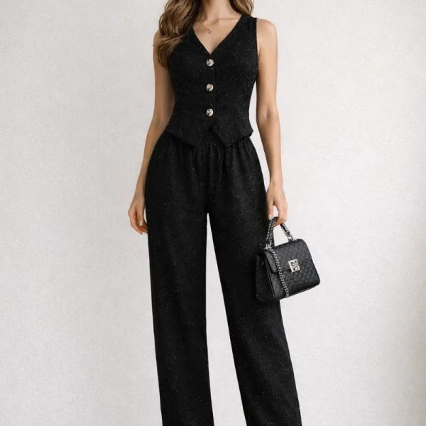  Conjunto de pantaloneta y chaleco — Negro