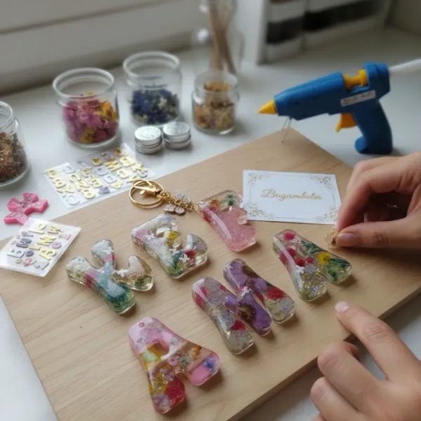 Colgantes de letras temática flores, listas para personalizar