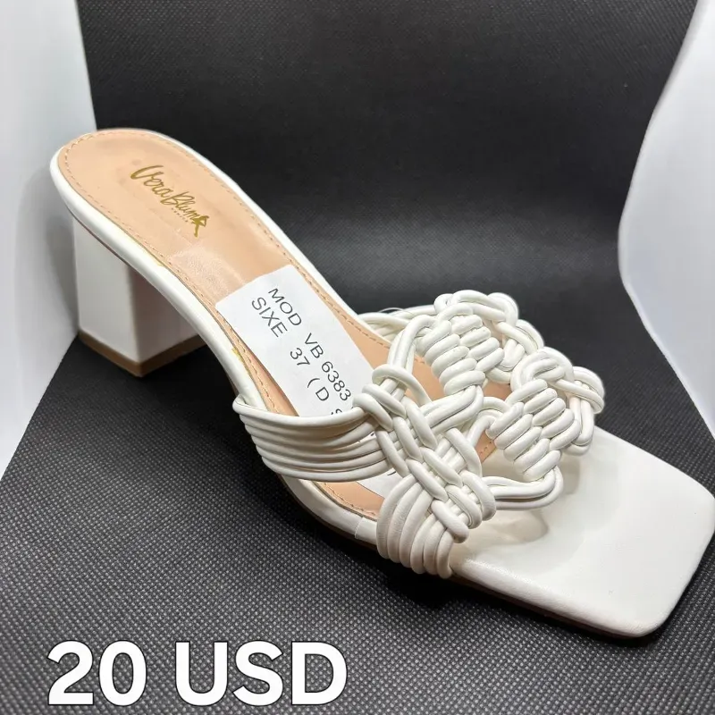 Sandalias de Tacón Cuadrado con Diseño tipo Trenzado