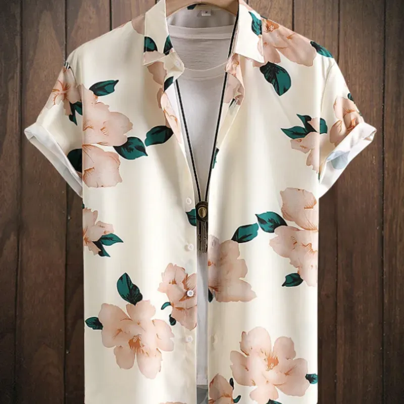 Camisa beige estampado de flores