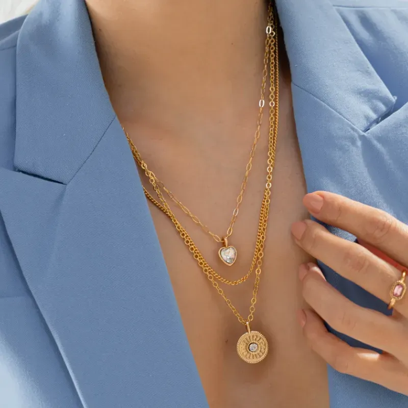 Set Collar Corazón Cristal + Aretes