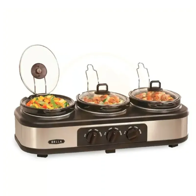 ⚡ Olla de Cocción Lenta Bella™ Triple – 3×1.5QT (4.5QT Total) ⚡