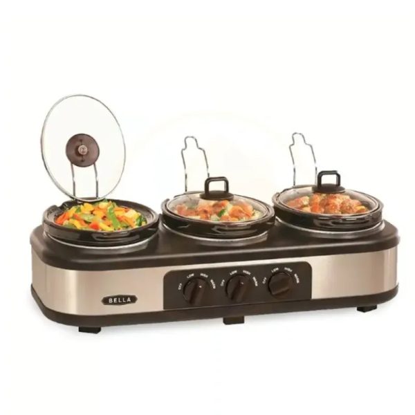 ⚡ Olla de Cocción Lenta Bella™ Triple – 3×1.5QT (4.5QT Total) ⚡