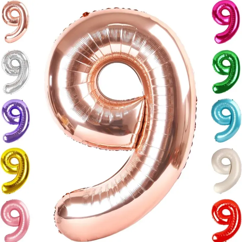 Globo foil número 9 rosa oro