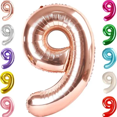 Globo foil número 9 rosa oro
