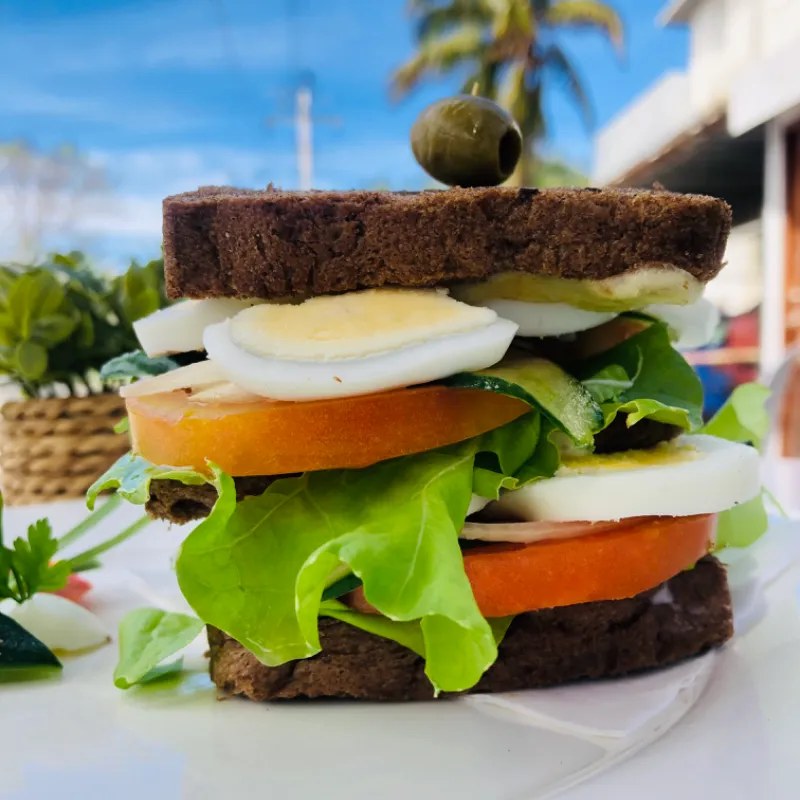 Sandwich de vegetales con huevo