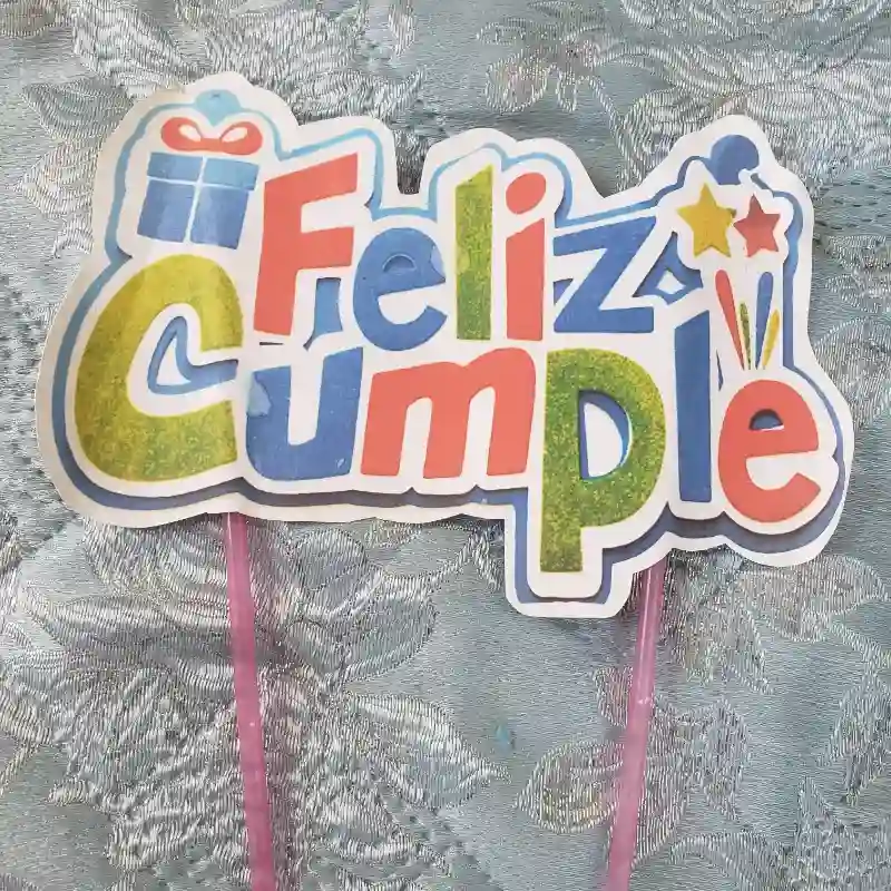 Topper feliz cumple cartulina