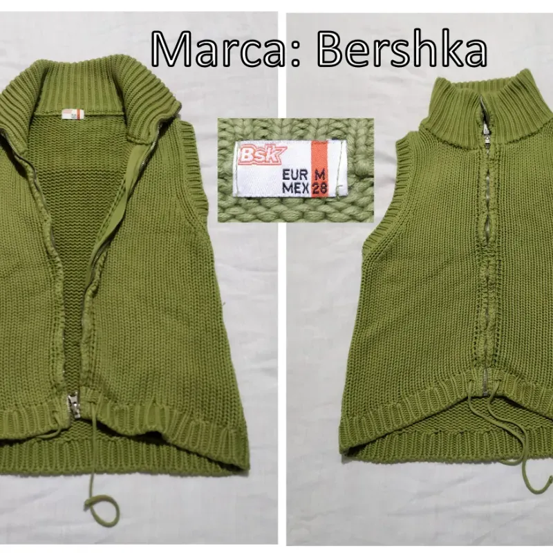 Chaleco tejido verde olivo,