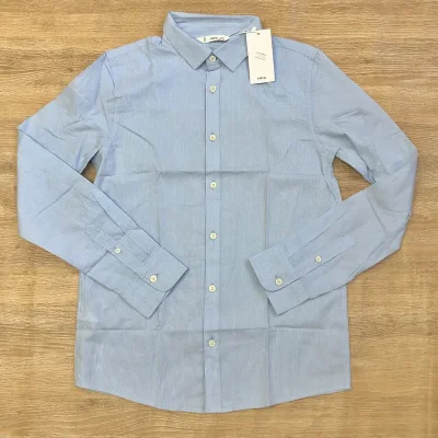 Camisa Mango azul con rayas blancas