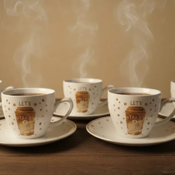 Tazas blancas con platillos