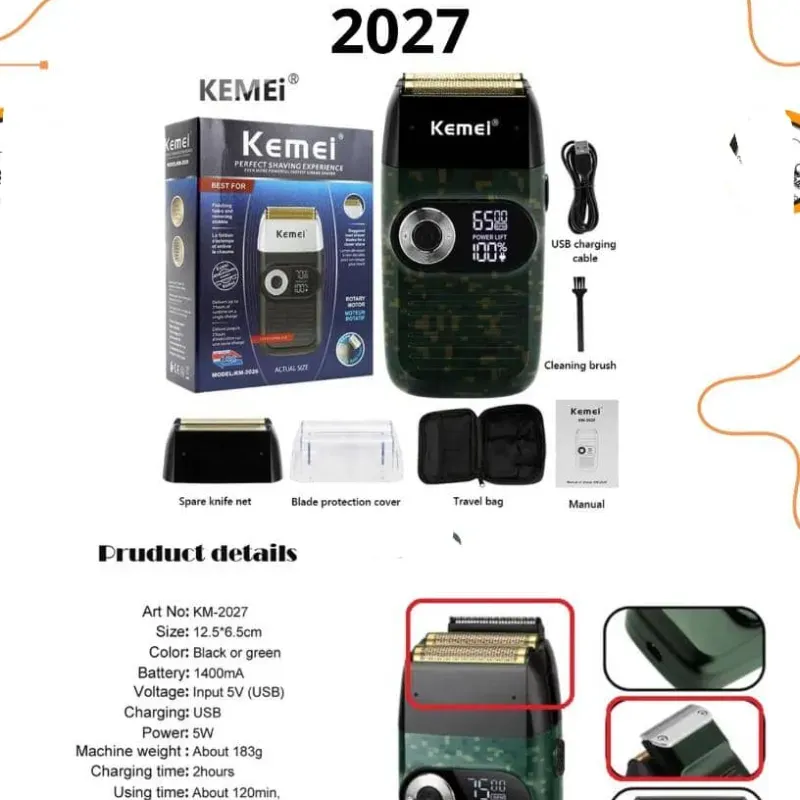 Máquina de afeitar eléctrica Kemei 2027
