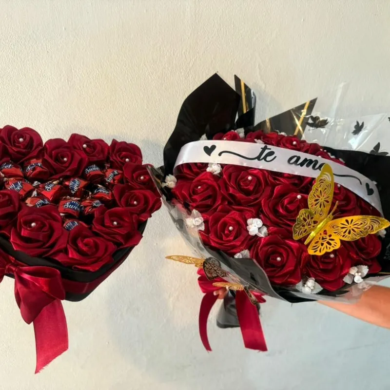 Ramo Buchón rojo con corazón de bombones