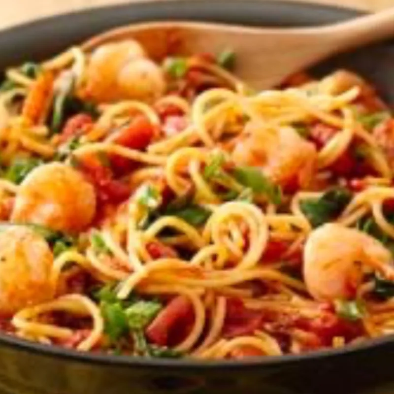 (Espaguetis)al ajo,camarón y peperoncino