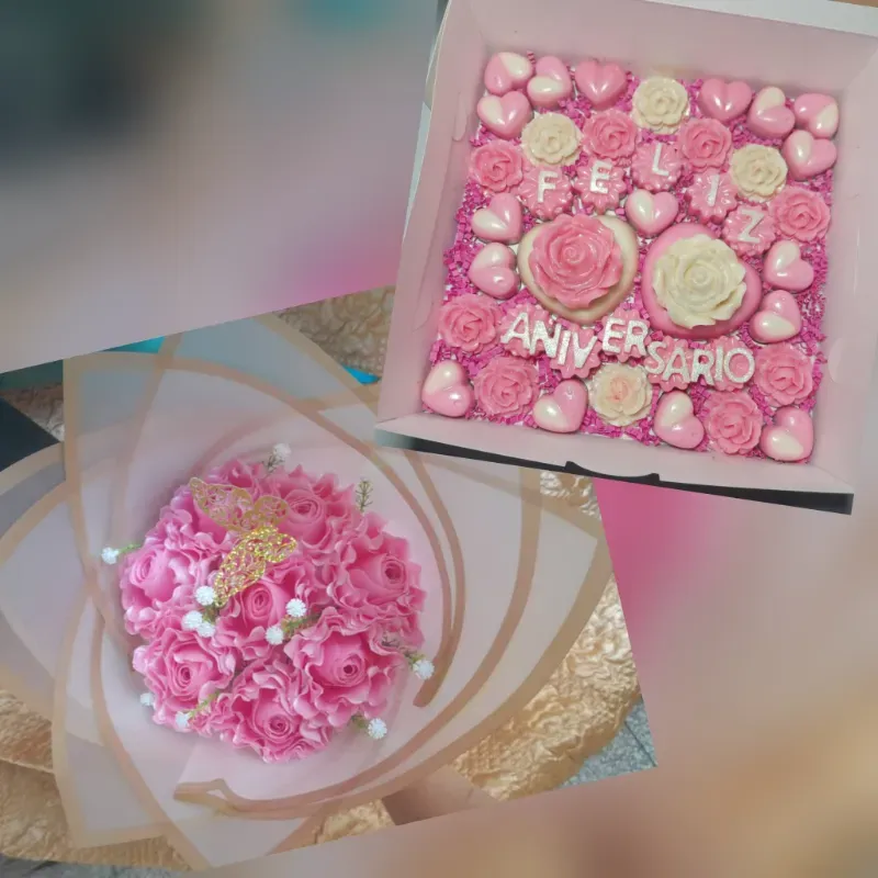 Bombones y Flores Rosa