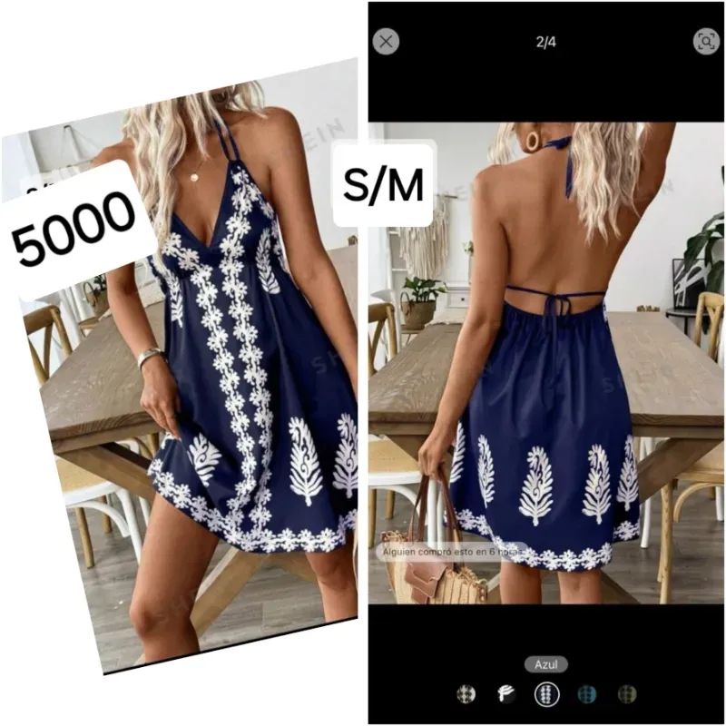 Vestido azul con espalda descubierta