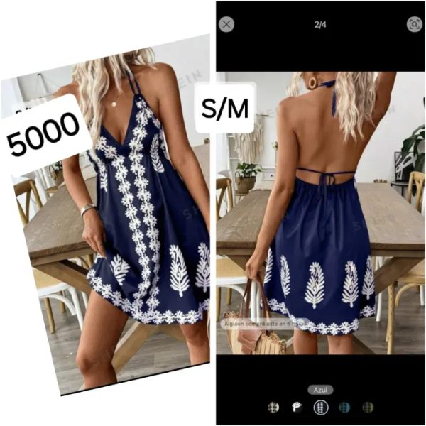 Vestido azul con espalda descubierta