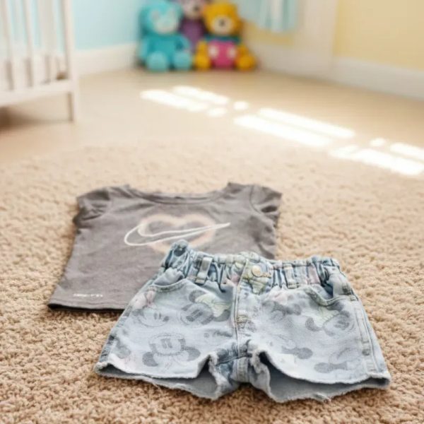 Conjunto de short de mezclilla temática MINNIE MOUSE y pullover NIKE