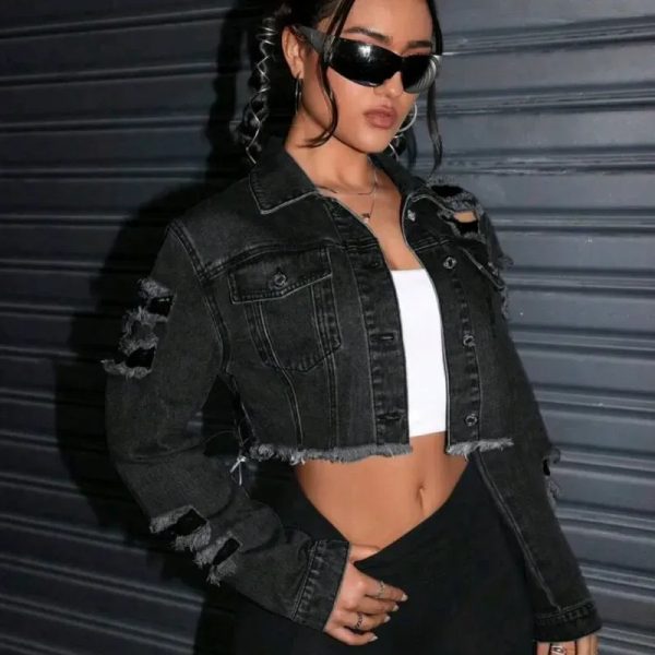  Chaqueta de mezclilla — Negra
