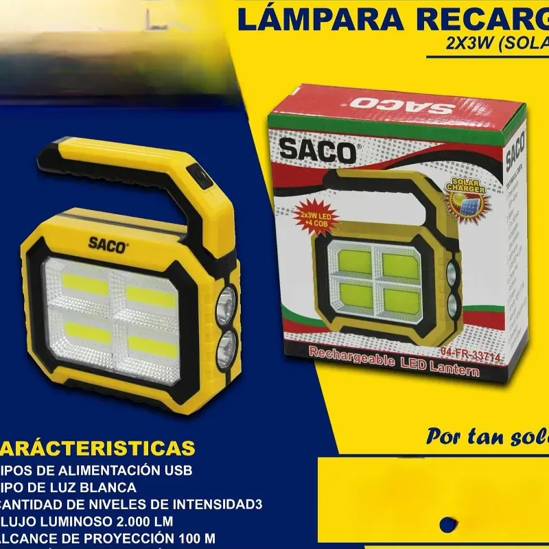 Lampara recargable con panel solar
