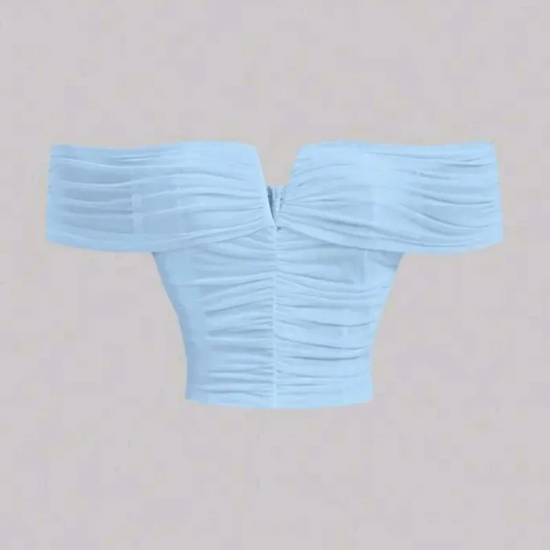  Top de hombros descubiertos — Azul