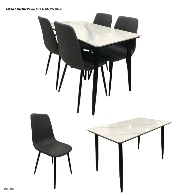 Juego sofisticado de comedor 4 plazas mesa rectangular de porcelanator