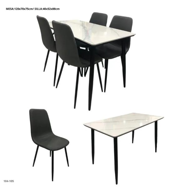 Juego sofisticado de comedor 4 plazas mesa rectangular de porcelanator