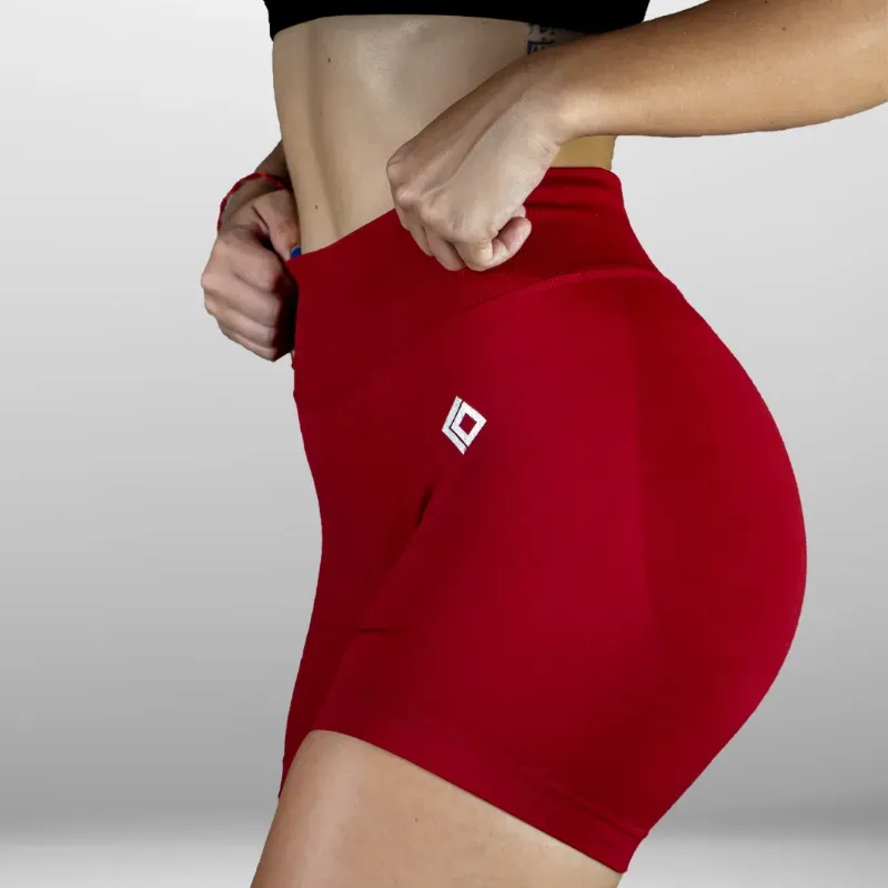 Licra Corta Push Up con Costura en V de la Platinum Line rojo