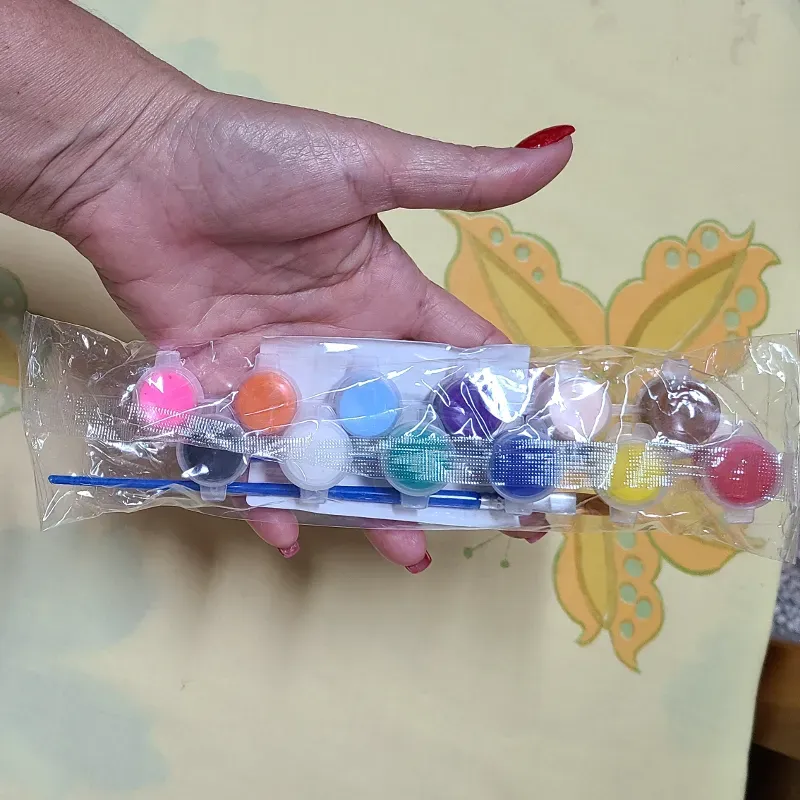 Pintura acrilica pequena y 2 pinceles