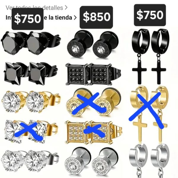 Aretes cuadrados y redondos