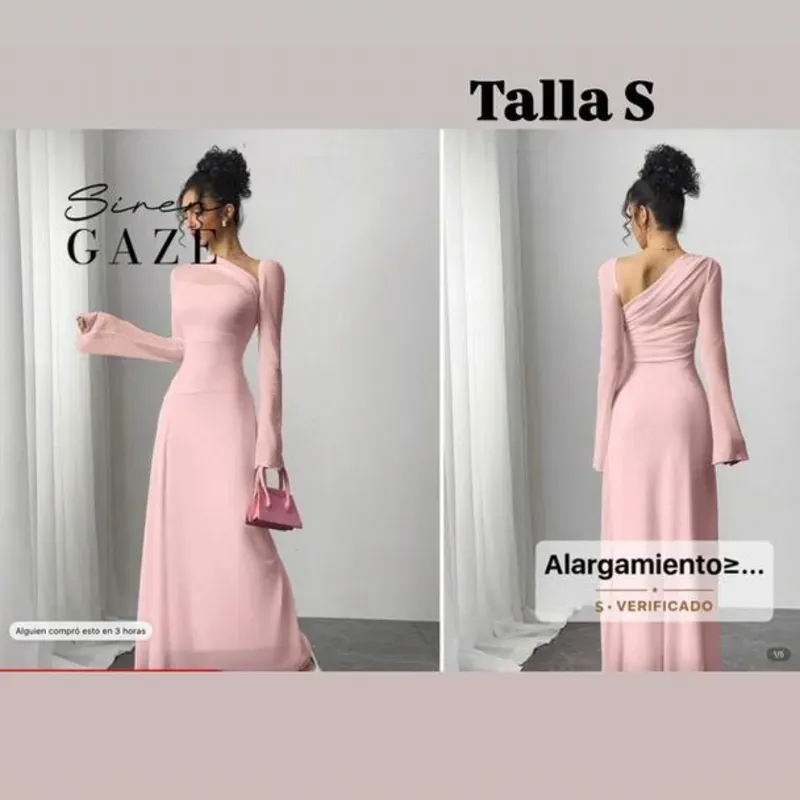 Vestido largo elegante con diseños de encaje en las mangas