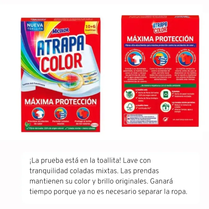  Micolor Atrapa Color – Toallitas Protectoras (16 unidades)