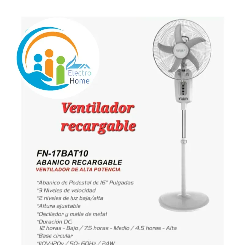 Ventilador recargable con pedestal