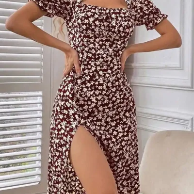 Vestido rojo estampado