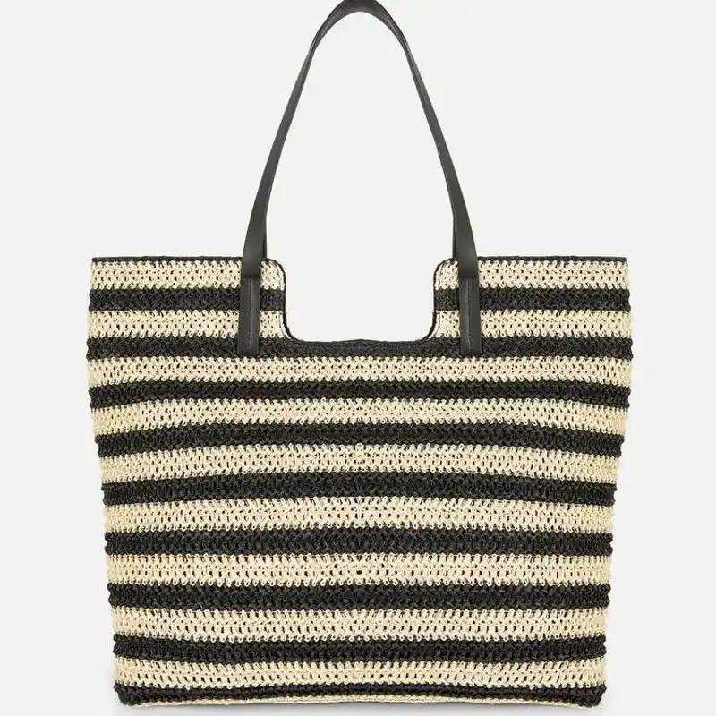 Bolso de paja a rayas