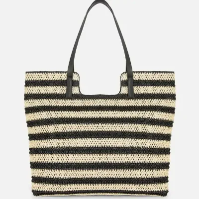 Bolso de paja a rayas