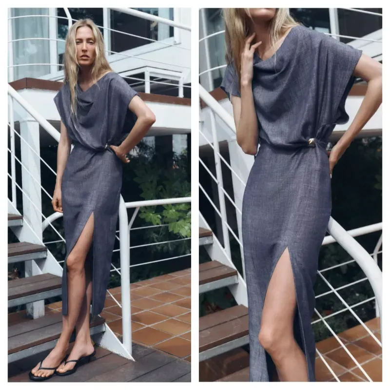 Vestido Zara aplique cintura